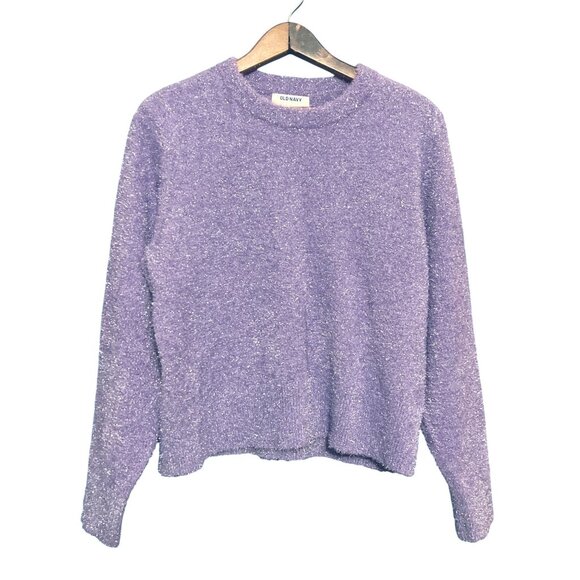 Metallic Fuzzy Purple Sweater L - Picture 5 of 5